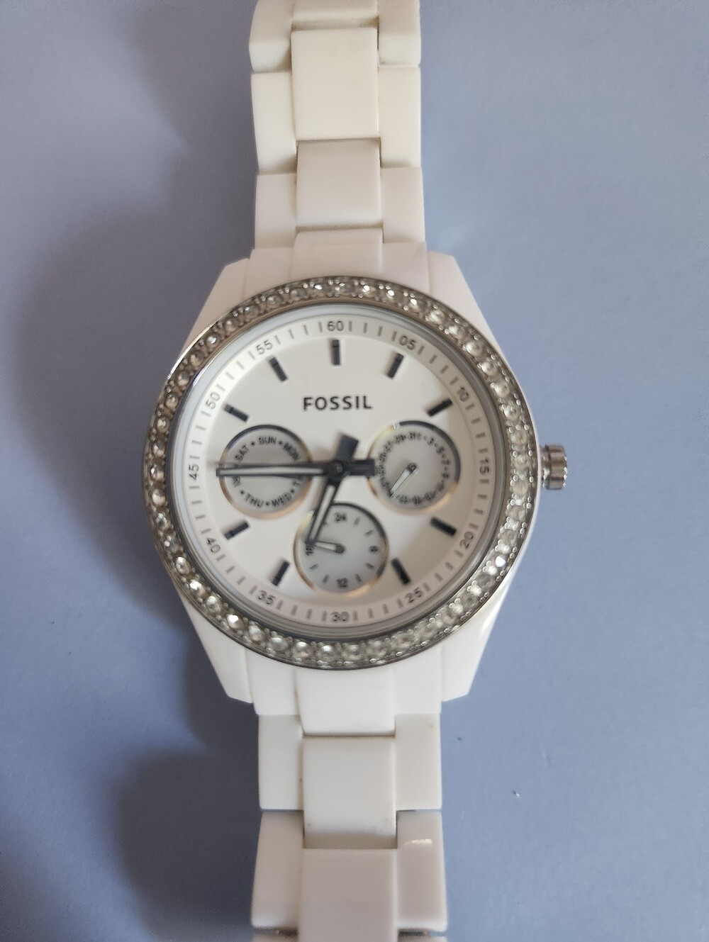 Fossil Stella White Resin Crystal Bezel ES1967 Watch
